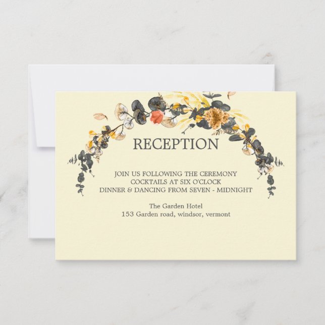 Invitation Wreath d'automne | RÉCEPTION de mariage moderne (Devant)