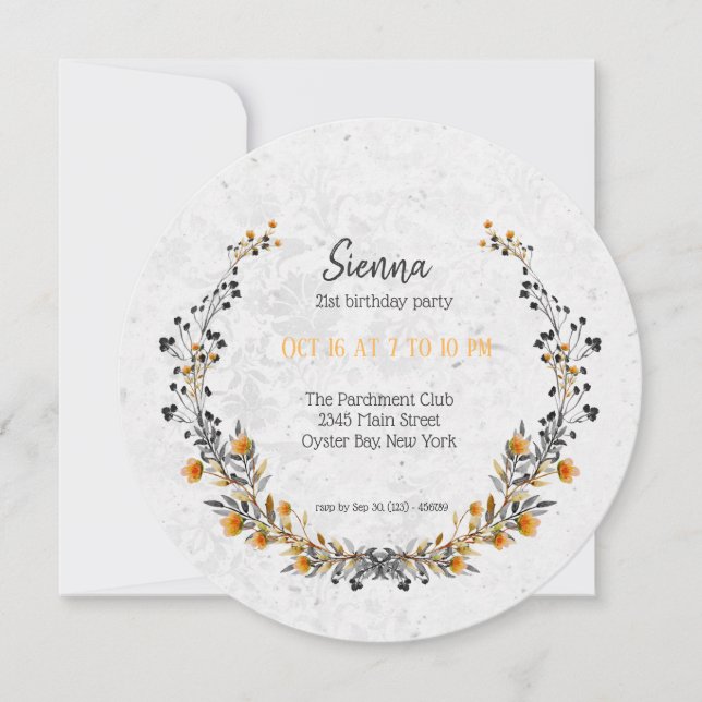 Invitation Wreath élégant pour toutes les occasions (Devant)