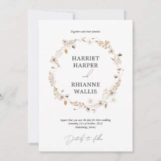Invitation Wreath Floral Boho séché moderne Enregistrer la da