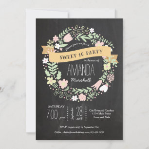 Invitation Wreath florale en lunette doux 16 photo