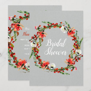 Invitation Wreath Florale hiver rustique Fête des mariées mod