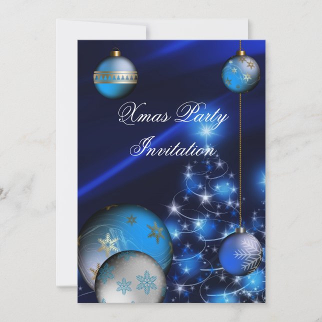 Invitation Xmas Christmas Party Blue Balls Xmas (Front)