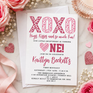 Invitation XOXO Câlins et Bisous Saint-Valentin 1er Anniversa