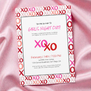 Invitation XOXO Girls Night Out rose mignonne fête de la Sain