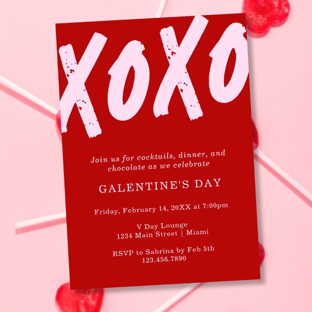 Invitation XOXO Painted Rouge et rose fête de la Saint-Galent (Créateur téléchargé)