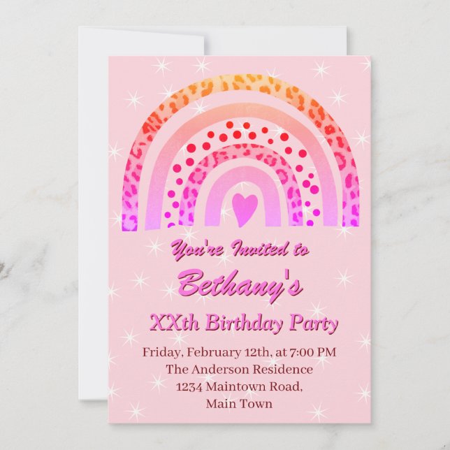 Invitation XXe anniversaire de l'Empreinte de léopard Boho Pi (Devant)