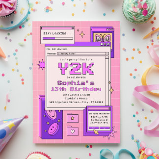 Invitation Y2K 2000s Retro Computer Interface Birthday Party