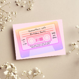 Invitation Y2k 90s 80s thème Pastel rose Ado fête d'anniversa