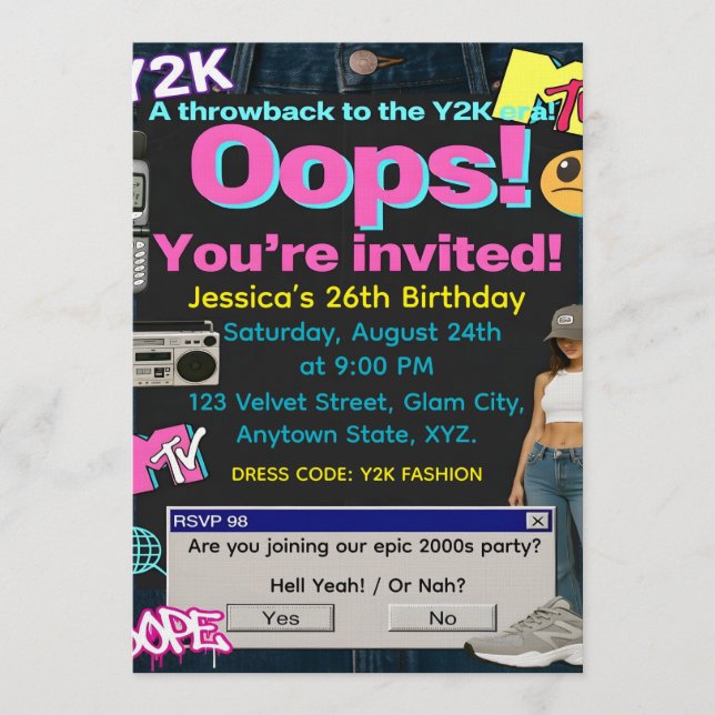 Invitation Y2K Party (Devant)
