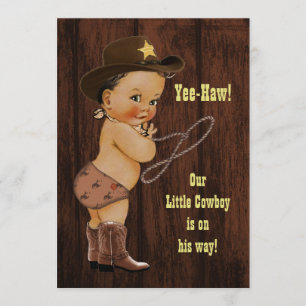 Invitation Yee-Baie d'aubépine ! Baby shower rustique de