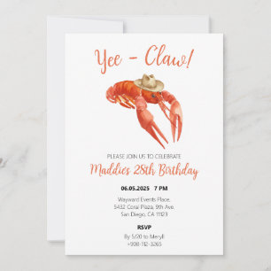 Invitation Yee Claw Crawfish Boil Aquarelle Anniversaire