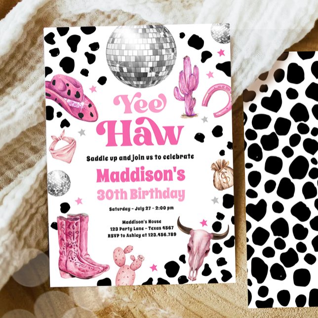 Invitation Yee Haw Disco Cowgirl Space Rodeo Pays Anniversair (Créateur téléchargé)