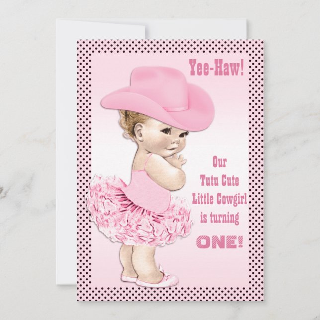Invitation Yee Haw ! Tutu Cute Petite Cowgirl Baby Anniversai (Devant)