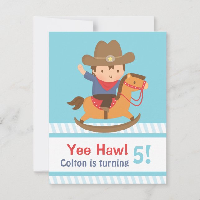 Invitation Yee Haw Western Cowboy Parti Anniversaire de enfan (Devant)