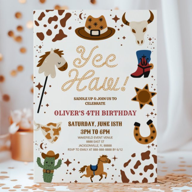 Invitation Yee Haw ! Western Cowboy Rodeo fête d'anniversaire (Créateur téléchargé)