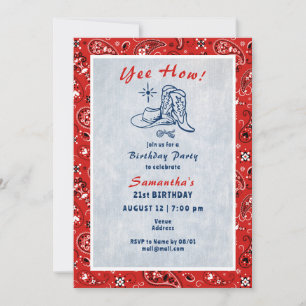 Invitation Yee How Western Paisley Denim Jean Bleu Anniversai