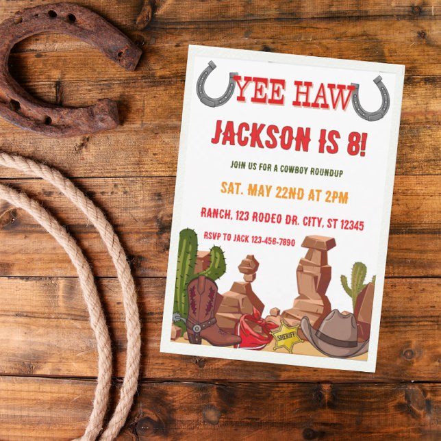 Invitation YEEHAW cowboy tour d'horizon fête d'anniversaire I (Créateur téléchargé)