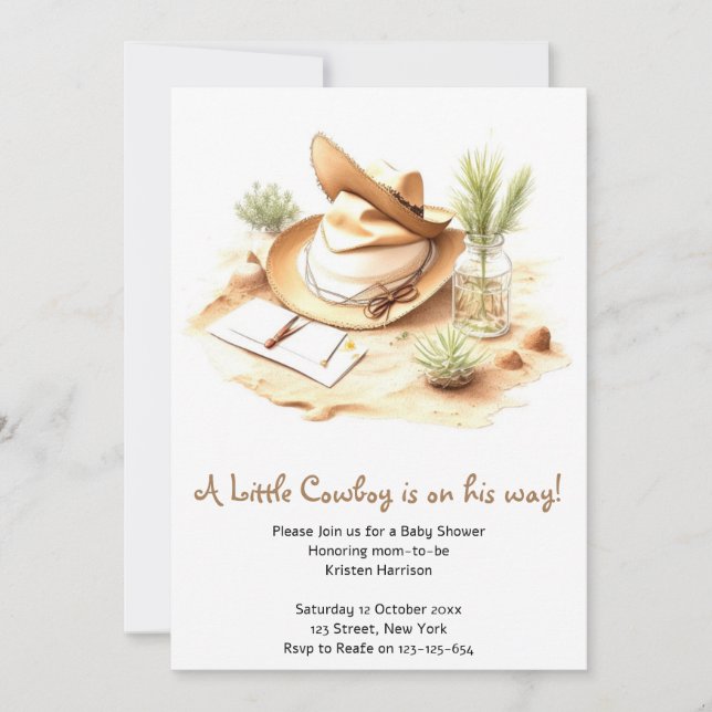 Invitation Yeehaw Jubilations : Baby shower Wild West Cowboy (Devant)