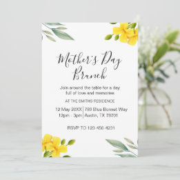 Invitation Yellow Floral Mother's Day Brunch Party