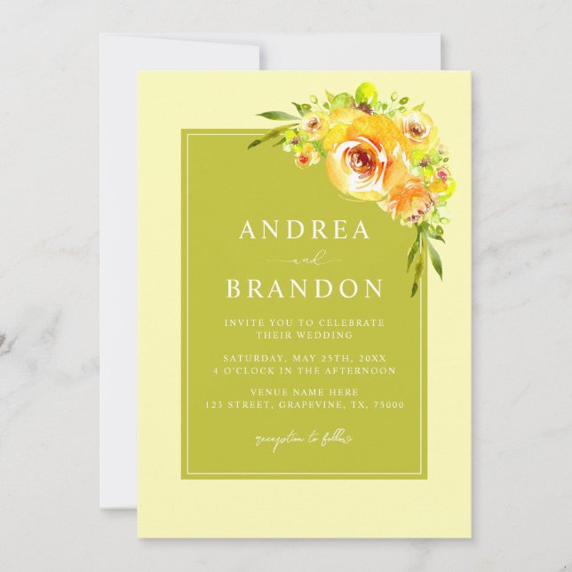 Invitation Yellow & Green | Vibrant Garden | QR Code Wedding (Devant)