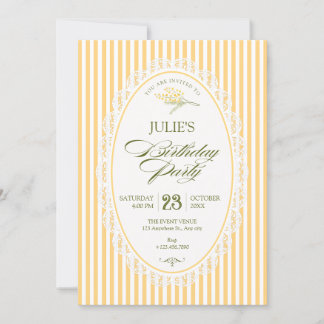Invitation Yellow vintage choquette birthday