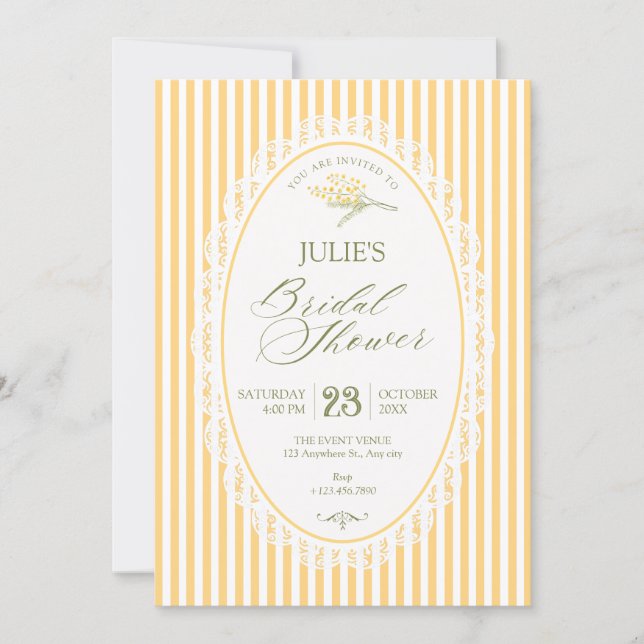 Invitation Yellow vintage choquette bridal shower (Devant)