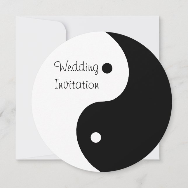 Invitation Yin Yang Mariage noir et blanc (Devant)