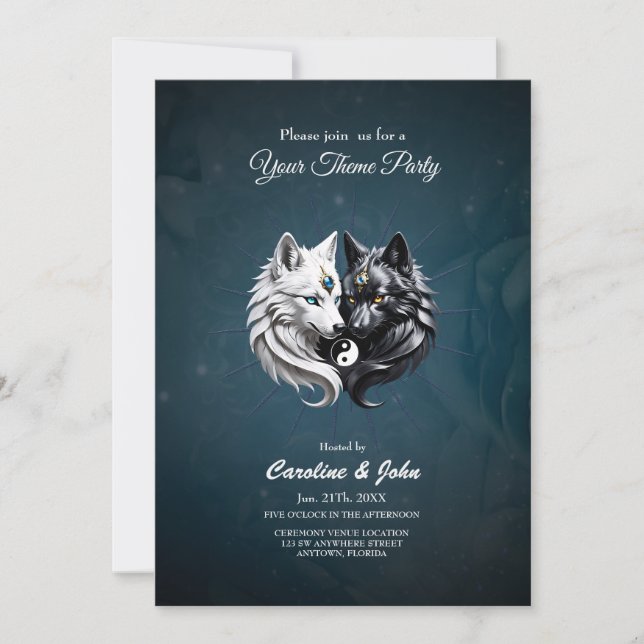 Invitation Yin Yang Wolves. (Devant)