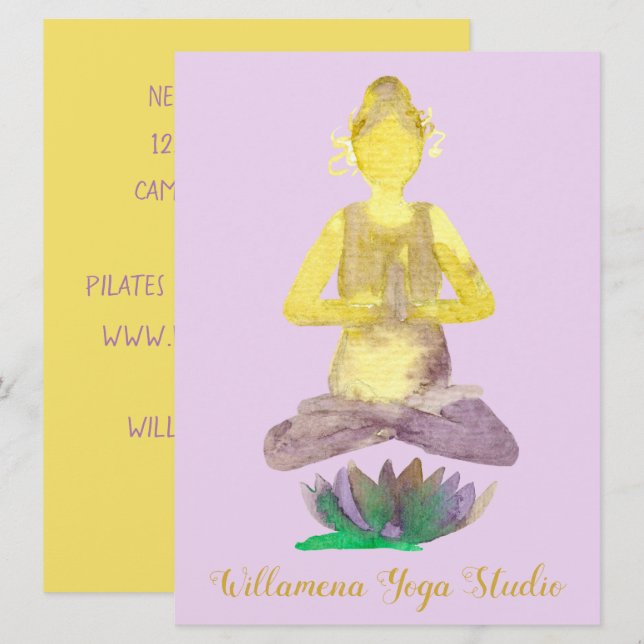 Invitation Yoga Lotus Pose Business (Devant / Derrière)