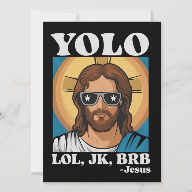 Invitation YOLO LOL JK BRB Jésus Drôle Pâques (Devant)