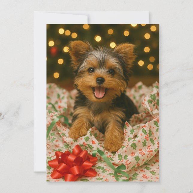 Invitation Yorkie Christmas Card (Devant)