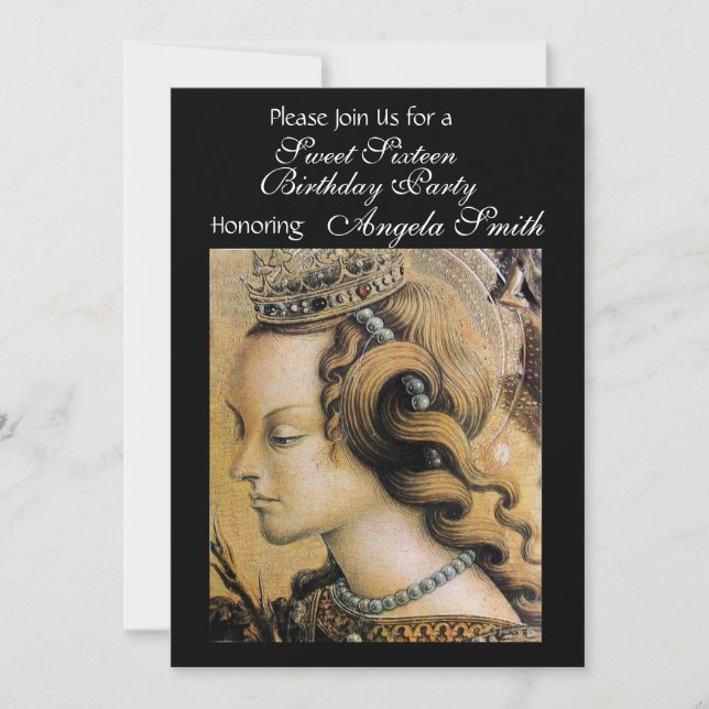 Invitation YOUNG PRINCESS SWEET 16 PARTY noire (Devant)