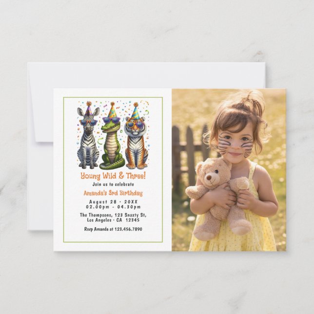 Invitation Young Wild and Three Bird Party Photo (Devant)