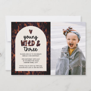 Invitation Young Wild and Three Jungle Photo 3e anniversaire