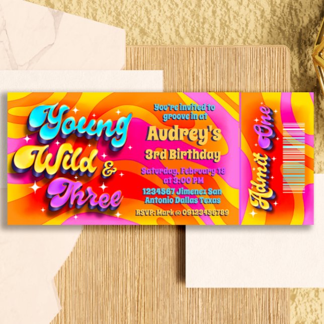 Invitation Young Wild and Three - Super Ticket (Créateur téléchargé)