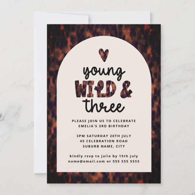 Invitation Young Wild et Three Jungle Safari 3e anniversaire (Devant)