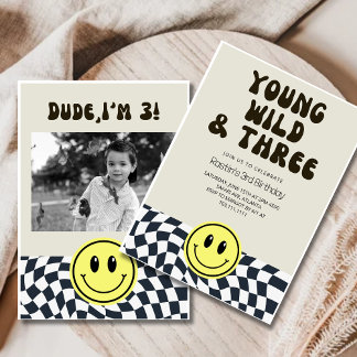 Invitation Young Wild et Three Retro Boys 3e anniversaire