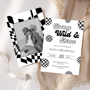 Invitation Young Wild et Three Retro Boys 3e anniversaire