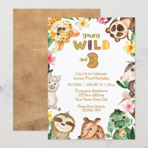 Invitation Young Wild et Three Safari Animal 3ème anniversair