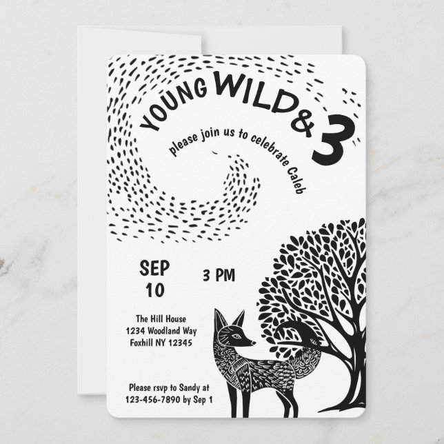 Invitation Young Wild et Three Woodland Fox (Devant)