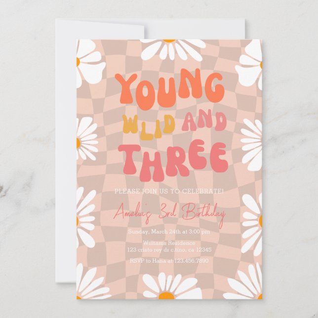 Invitation Young Wild et trois 3e anniversaire de fête Invita (Devant)
