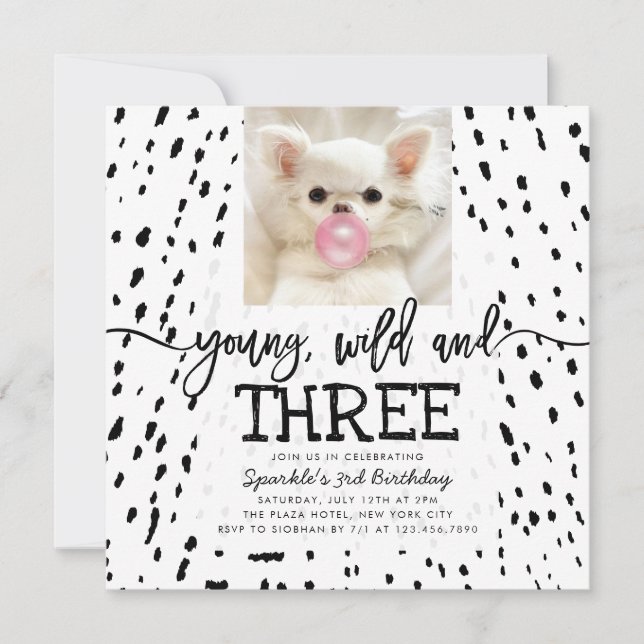Invitation Young Wild et trois Posters de animaux Safari Anni (Devant)