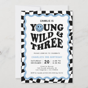 Invitation Young Wild & Three Blue Face Boy 3e Anniversaire