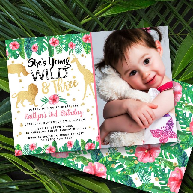 Invitation Young Wild & Three Girls 3e anniversaire Invitatio (Créateur téléchargé)