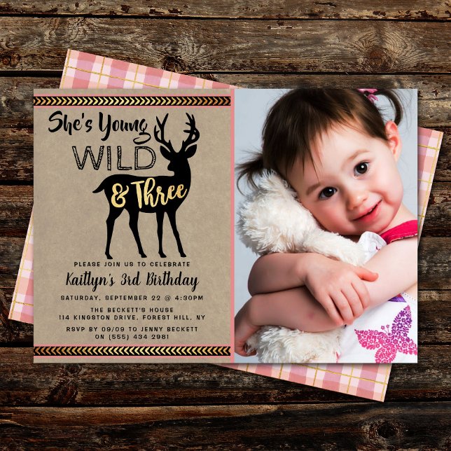 Invitation Young Wild & Three Girls 3e anniversaire Invitatio (Créateur téléchargé)