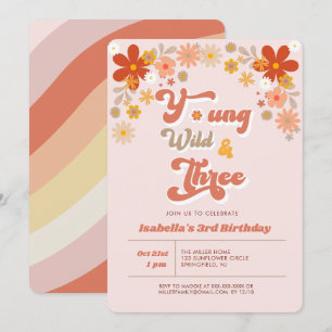 Invitation Young Wild & Three Retro 3e anniversaire