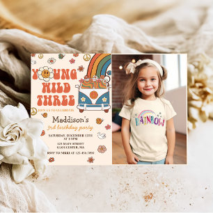 Invitation Young Wild Three Retro Rainbow 3ème anniversaire P