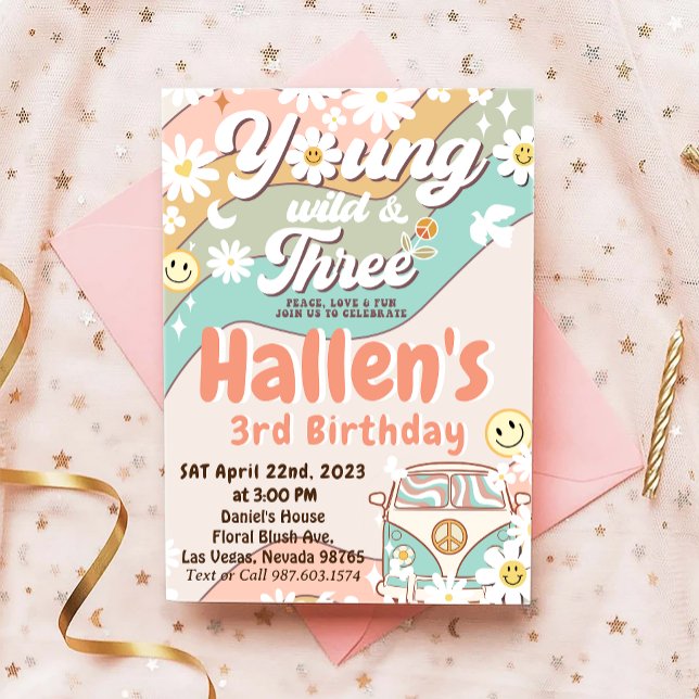 Invitation Young Wild & Three Super Rainbow 3e anniversaire (Créateur téléchargé)