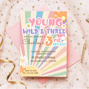 Invitation Young Wild Three Super Sunshine Boho 3e anniversai