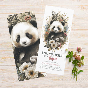 Invitation Young Wild Trois 3e anniversaire Enfants Cute Pand
